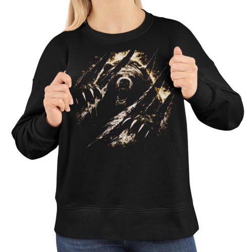 Bluza damska z nadrukiem niedźwiedź grizzly – pazury dzika natura 1