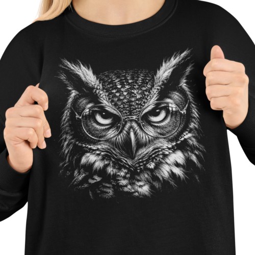 Bluza damska z nadrukiem sowa w okularach – zabawna mądra sowa 2