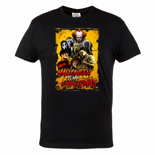 MĘSKA KOSZULKA Z NADRUKIEM NA HALLOWEEN IS MY CHRISTMAS HORROR HAL113