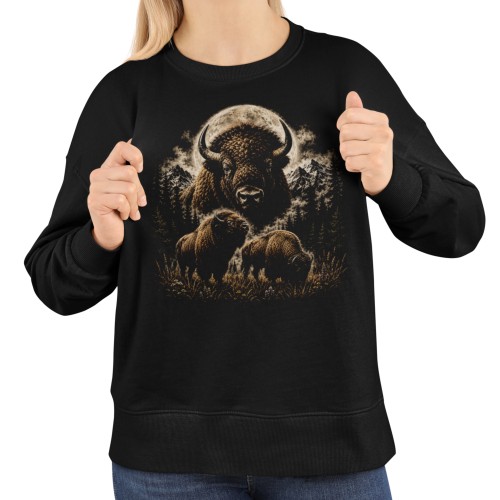 Bluza damska z nadrukiem bizony – bizon góry dzika natura wildlife
