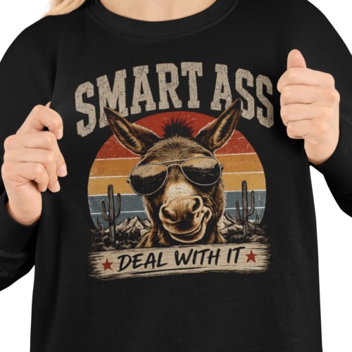 Bluza damska z nadrukiem osioł Smart Ass – zabawna śmieszna retro 3