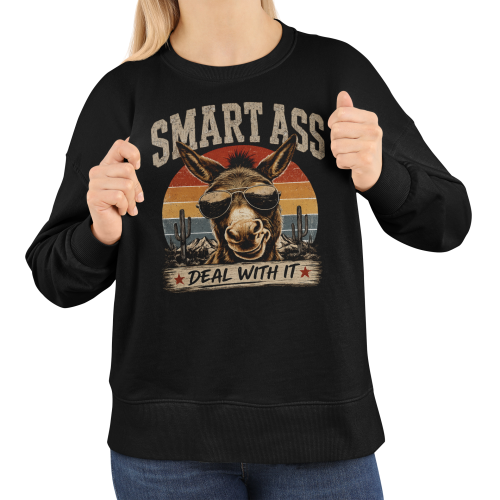 Bluza damska z nadrukiem osioł Smart Ass – zabawna śmieszna retro 2