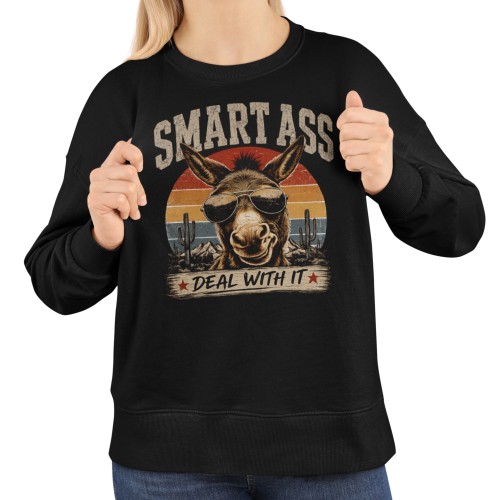 Bluza damska z nadrukiem osioł Smart Ass – zabawna śmieszna retro