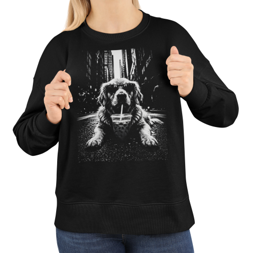Bluza damska z nadrukiem pies w okularach – miejski zabawny streetwear 5