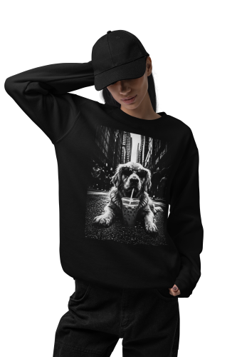 Bluza damska z nadrukiem pies w okularach – miejski zabawny streetwear 6