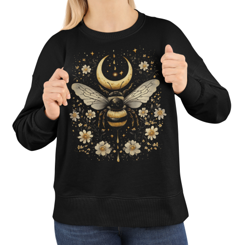 Bluza damska z nadrukiem pszczoła księżyc i kwiaty – Celestial Boho 3