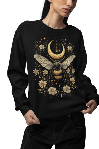 Bluza damska z nadrukiem pszczoła księżyc i kwiaty – Celestial Boho 5