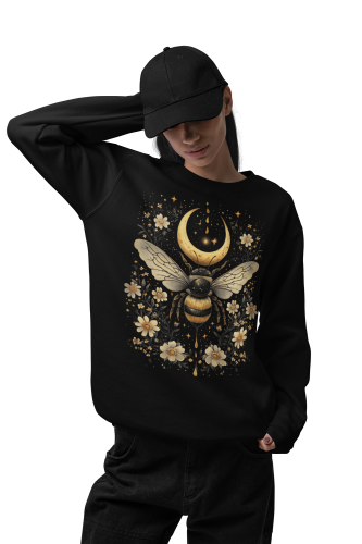 Bluza damska z nadrukiem pszczoła księżyc i kwiaty – Celestial Boho 6