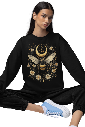 Bluza damska z nadrukiem pszczoła księżyc i kwiaty – Celestial Boho 7