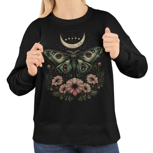Bluza damska z nadrukiem ćma księżyc kwiaty – magiczna Celestial Boho 1