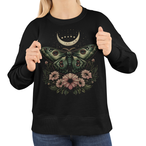Bluza damska z nadrukiem ćma księżyc kwiaty – magiczna Celestial Boho 3