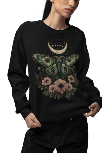 Bluza damska z nadrukiem ćma księżyc kwiaty – magiczna Celestial Boho 5