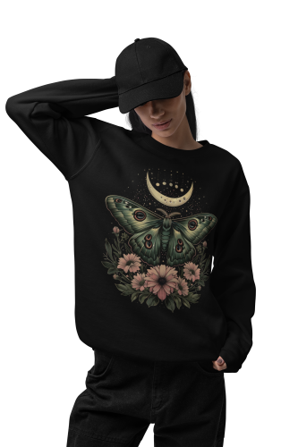 Bluza damska z nadrukiem ćma księżyc kwiaty – magiczna Celestial Boho 6