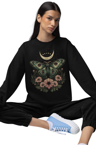 Bluza damska z nadrukiem ćma księżyc kwiaty – magiczna Celestial Boho 7