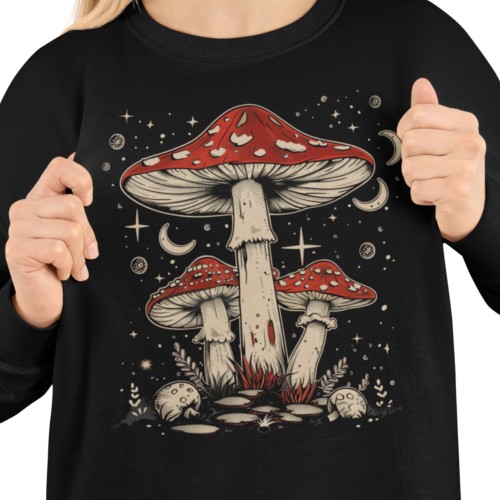 Bluza damska z nadrukiem muchomory grzyby księżyc – Witchy Celestial 2