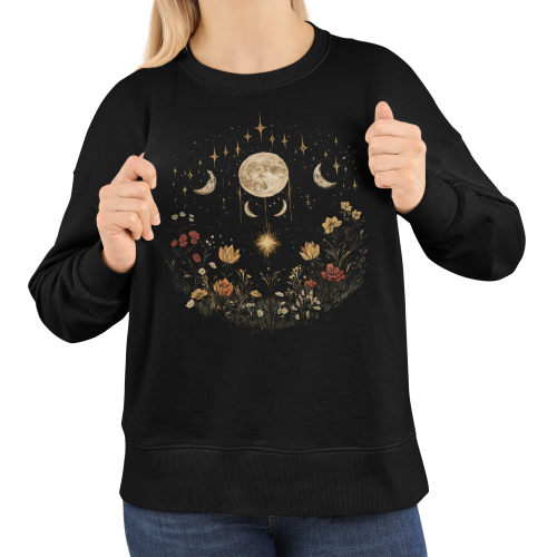 Bluza damska fazy księżyca i kwiaty – Celestial Moon Boho z nadrukiem 5