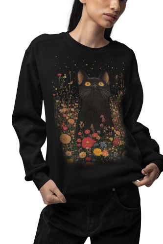 Bluza damska z nadrukiem kot w kwiatach – magiczny Witchy Floral 4