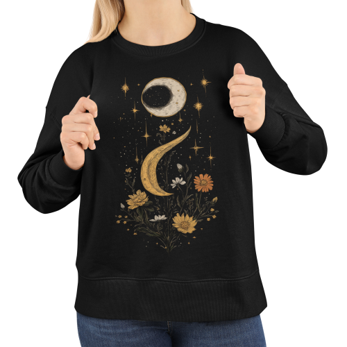 Bluza damska z nadrukiem księżyc zaćmienie kwiaty – Celestial Witchy 6