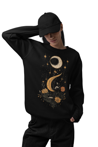 Bluza damska z nadrukiem księżyc zaćmienie kwiaty – Celestial Witchy 5