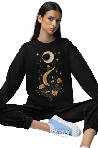 Bluza damska z nadrukiem księżyc zaćmienie kwiaty – Celestial Witchy 7