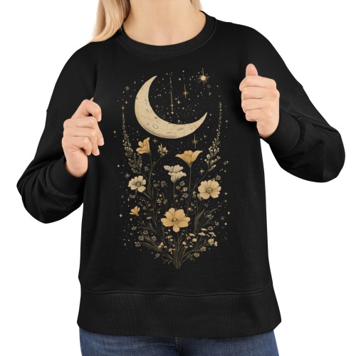 Bluza damska półksiężyc kwiaty i gwiazdy – Celestial Floral Boho
