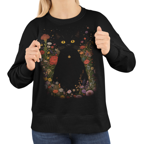 Bluza damska kot w kwiatach – magiczna bluza dla kociary Witchy 6