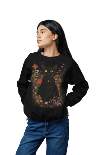 Bluza damska kot w kwiatach – magiczna bluza dla kociary Witchy 3