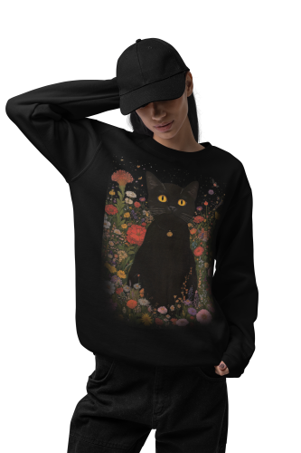 Bluza damska kot w kwiatach – magiczna bluza dla kociary Witchy 5