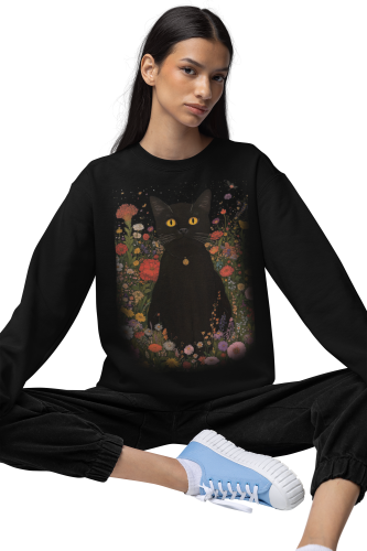 Bluza damska kot w kwiatach – magiczna bluza dla kociary Witchy 7