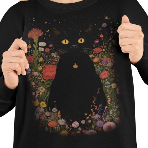 Bluza damska kot w kwiatach – magiczna bluza dla kociary Witchy 2