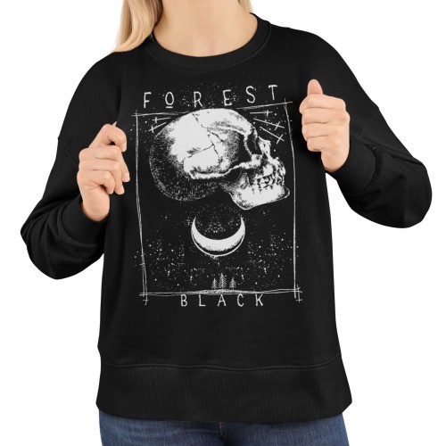 Bluza damska z nadrukiem czaszka i księżyc Forest – Gothic Skull