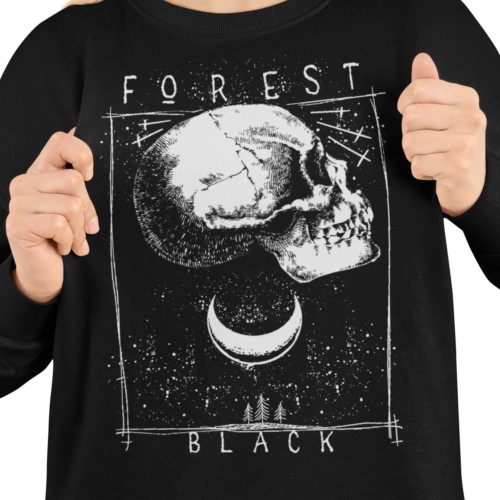 Bluza damska z nadrukiem czaszka i księżyc Forest – Gothic Skull 2
