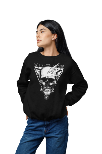 Bluza damska z nadrukiem czaszka White Noise piorun – rockowa Skull 4