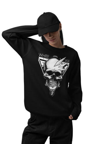 Bluza damska z nadrukiem czaszka White Noise piorun – rockowa Skull 5