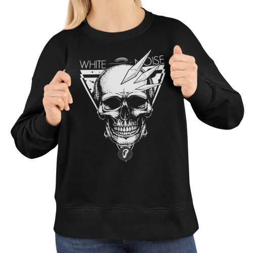 Bluza damska z nadrukiem czaszka White Noise piorun – rockowa Skull 1