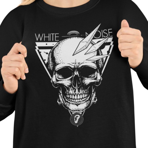 Bluza damska z nadrukiem czaszka White Noise piorun – rockowa Skull 2