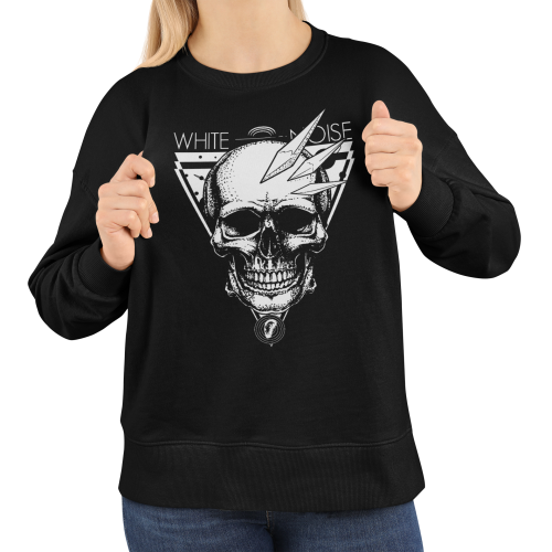 Bluza damska z nadrukiem czaszka White Noise piorun – rockowa Skull 6