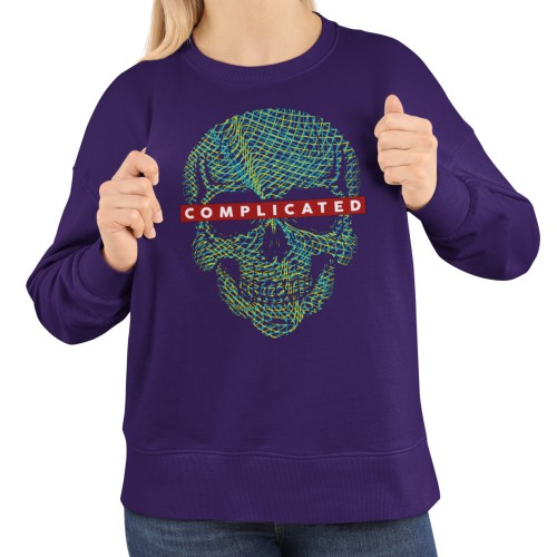 Bluza damska z nadrukiem kolorowa czaszka Complicated – Streetwear Skull 1