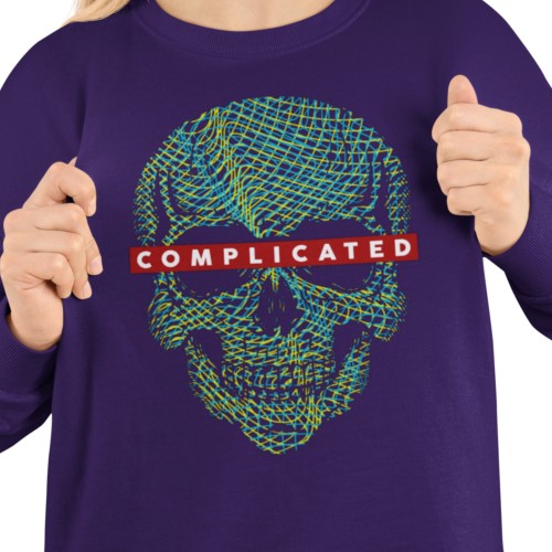 Bluza damska z nadrukiem kolorowa czaszka Complicated – Streetwear Skull 2