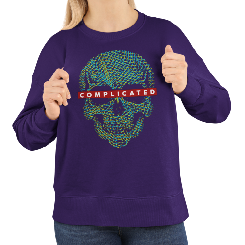 Bluza damska z nadrukiem kolorowa czaszka Complicated – Streetwear Skull 6