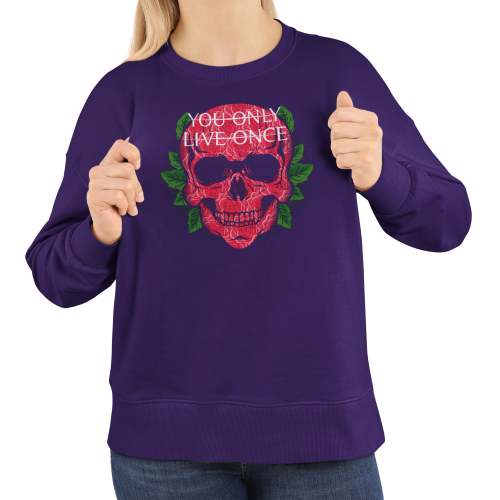 Bluza damska z nadrukiem czaszka róże You Only Live Once – Floral Skull 3
