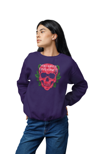 Bluza damska z nadrukiem czaszka róże You Only Live Once – Floral Skull 5