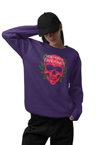 Bluza damska z nadrukiem czaszka róże You Only Live Once – Floral Skull 6