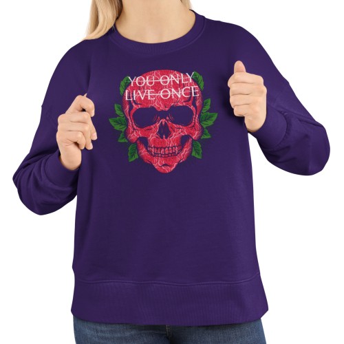 Bluza damska z nadrukiem czaszka róże You Only Live Once – Floral Skull