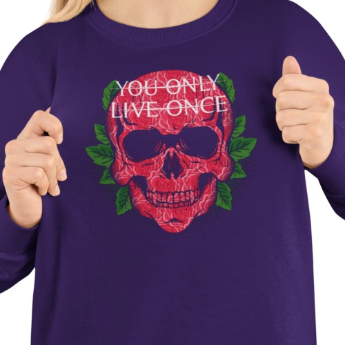 Bluza damska z nadrukiem czaszka róże You Only Live Once – Floral Skull 2