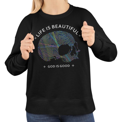 Bluza damska z nadrukiem czaszka Life Is Beautiful – alternatywna Skull