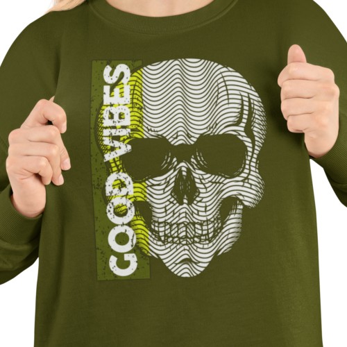 Bluza damska z nadrukiem czaszka Good Vibes – nowoczesna Optical Skull 2