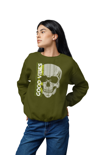 Bluza damska z nadrukiem czaszka Good Vibes – nowoczesna Optical Skull 6