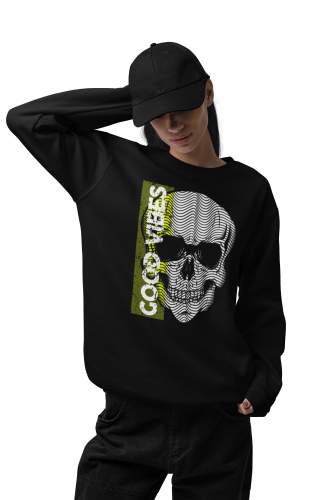Bluza damska z nadrukiem czaszka Good Vibes – nowoczesna Optical Skull 10