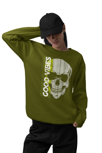 Bluza damska z nadrukiem czaszka Good Vibes – nowoczesna Optical Skull 4
